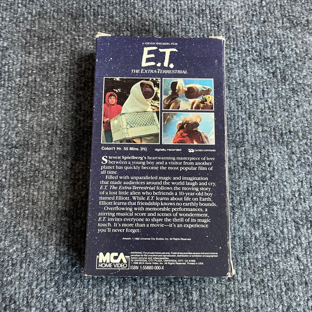 ET The Extra Terrestrial VHS 1988 MCA Home Video Green Flap 77012 Spielberg - Picture 3 of 9